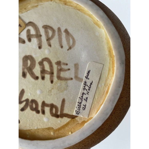 Antique Lapid Israel Pottery Made In Signed Created Middle East Unique Brown Art - Picture 6 of 6